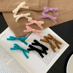 1/2pcs Vintage Small Velvet Bow Hair Clip For Women Girls Wedding Long Ribbon Korean Hairpins Hair Accessories