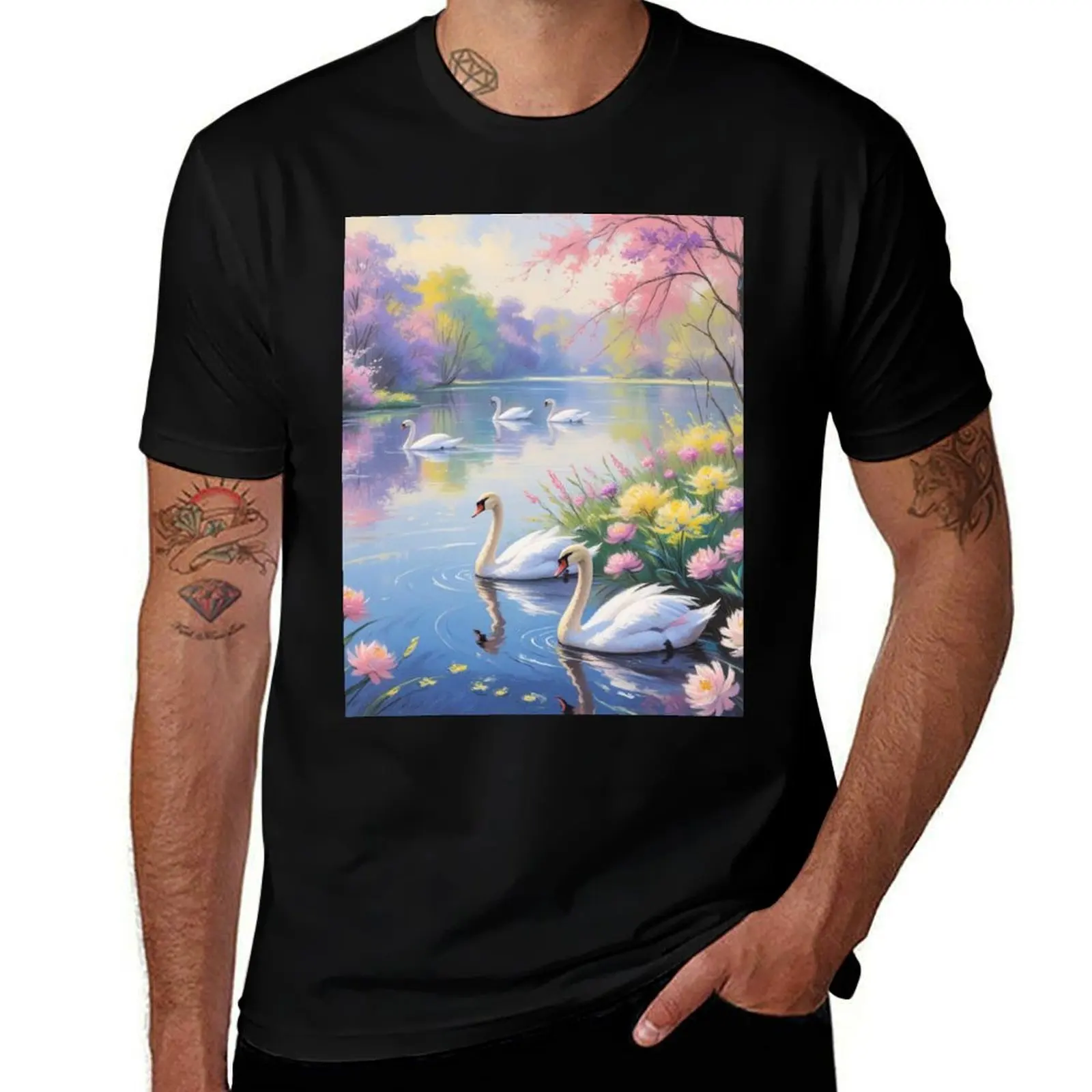

CoPastel Landscape - Park, Swans, Lake 5 T-Shirt Louboutins Blouse men clothes