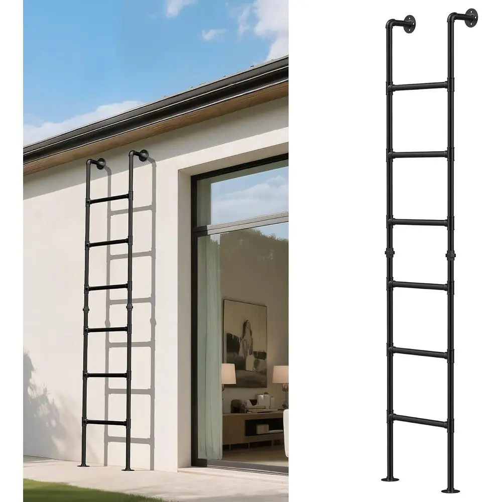 7T Heavy Duty RV Bunk Bed Ladder - 6 Rung Wall Mounted & reestanding Ency EgrLadder or Basement Window Well, Attic Lot, Dorm, RV