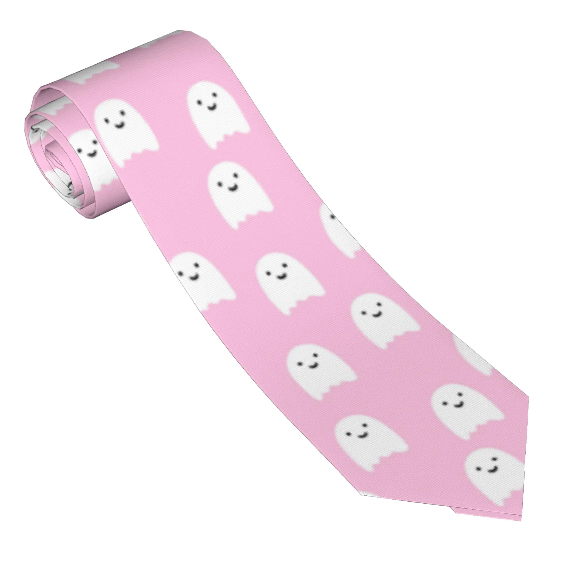 Pink Ghosts Pattern  Unisex Neckties 8 cm Cute Halloween Neck Tie for Mens Suits Accessories Cravat Wedding Accessories Business