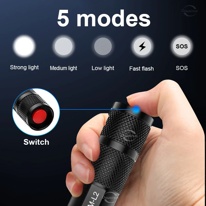 Super Bright XM-L2 LED Flashlight 18650 Rechargeable Torch Most Powerful Flash Light 2000 Lumen High Power Lantern Camping Lamps