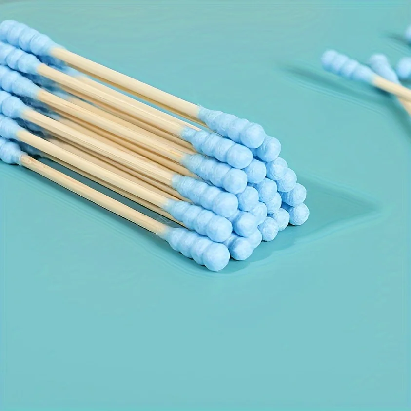 500 Stück hypoallergene Schwämme mit doppelter Spitze, rosa, für Ohren-, Nasenreinigungs- und Make-up-Anwendungen – Detail 7