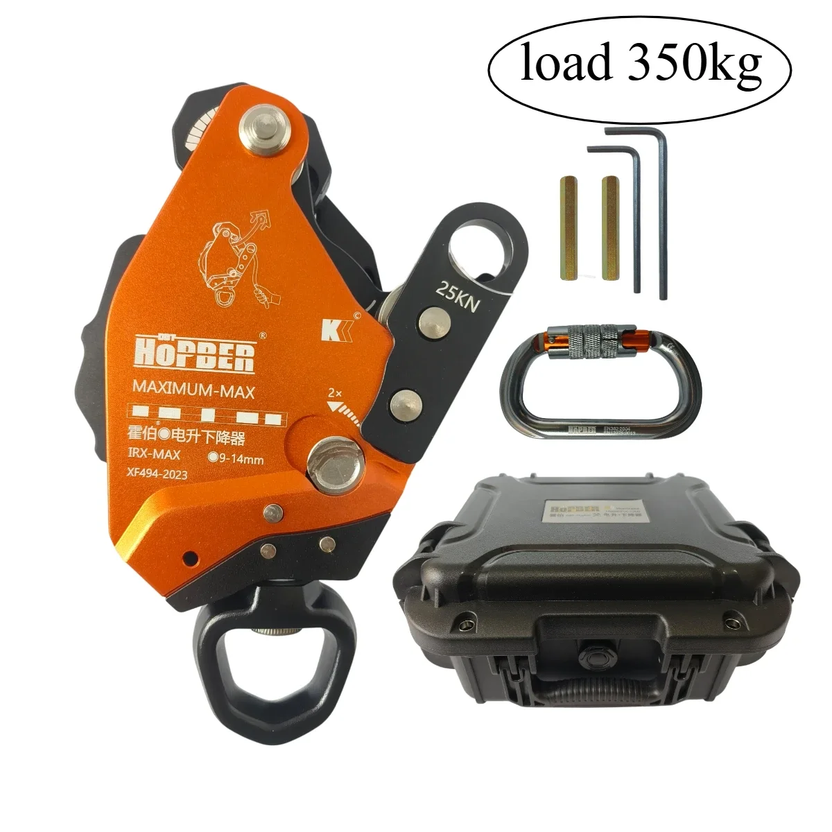 HOPBER new electric descender device load 350kg 9-14mm rope，lifting/lowering Device for Aerial work rope wheel Non-slip awah z3
