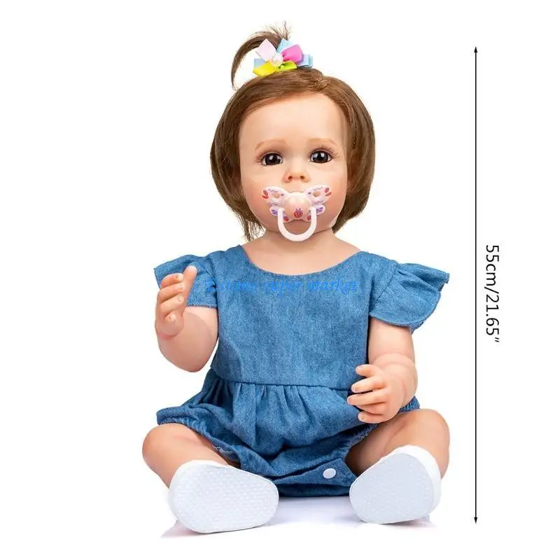 090B 55 21 pulgadas, abrazo impermeable para muñeca con enraizado, cuerpo vinilo, caucásico vívido para niños