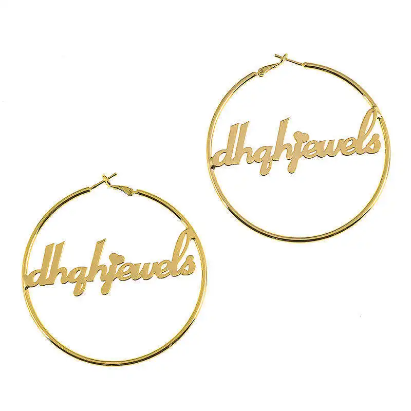 

Custom Personalized Name Stainless Steel Large Hoop Earring Women