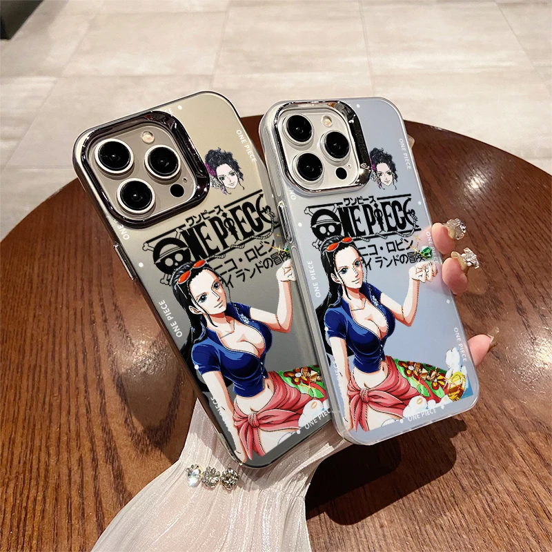 New Anime One Piece Luffy Zoro Nami Chopper Case For iPhone 15 14 13 12 11 Pro Max XS XR X 7 8 Plus SE Protectiou Plating Cover