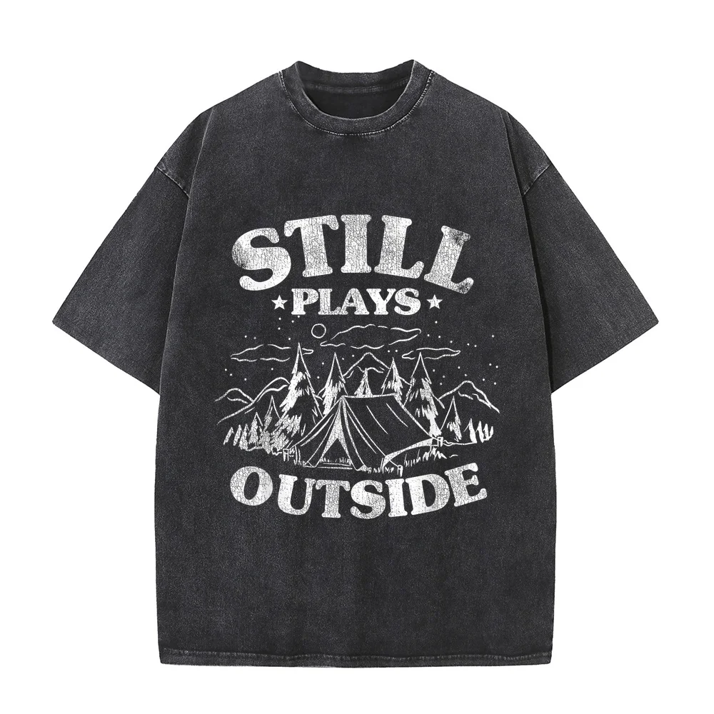 Camping Dad Oudoor Vintage Retro Style Still Plays Outside T-Shirt Luxury Designer Tops Y2k Clothes Women For Gift Casual Print