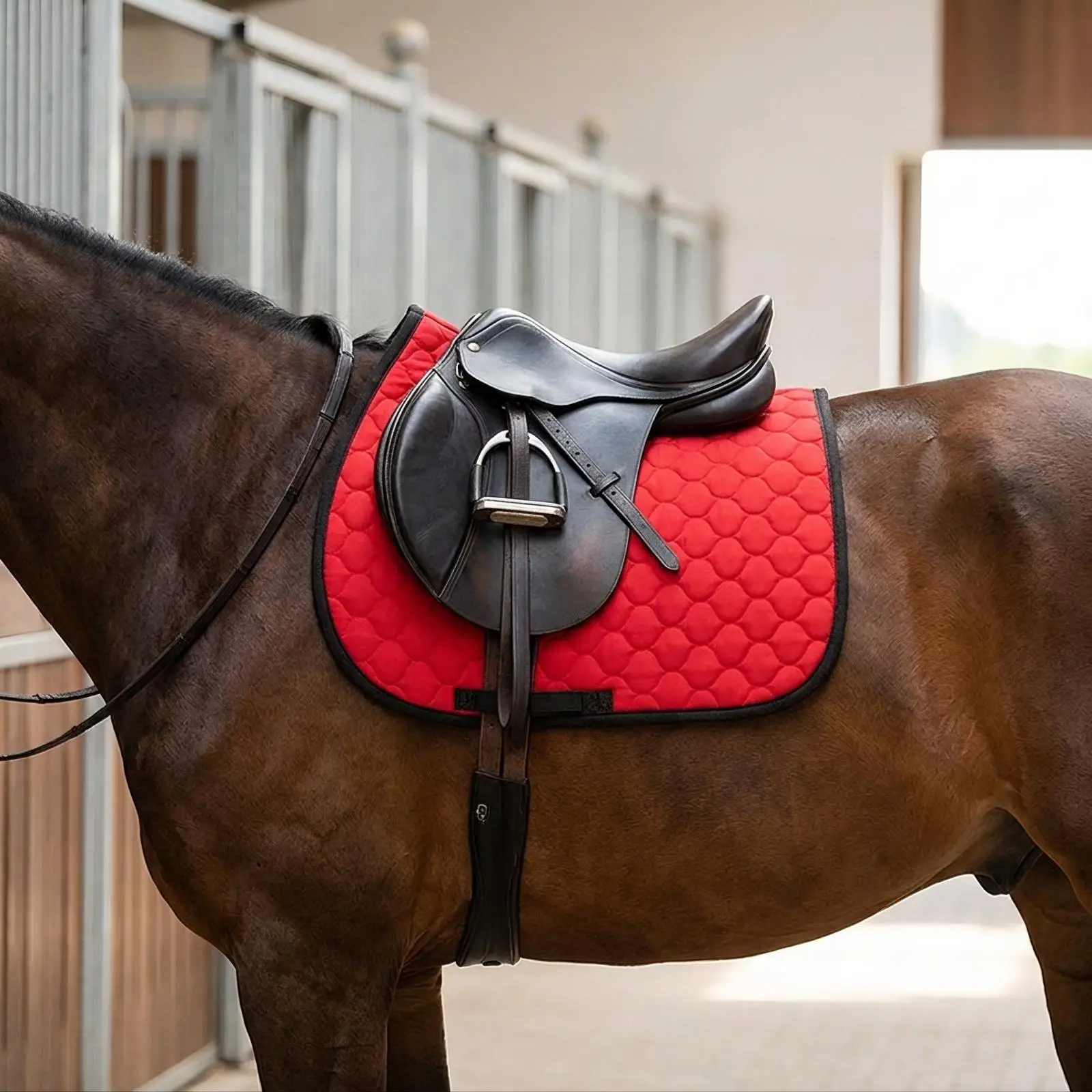 Premium Quilted Saddle Pad for Horses with Contoured Shape for Ergonomic Support and Friction Guard for Training Sessions