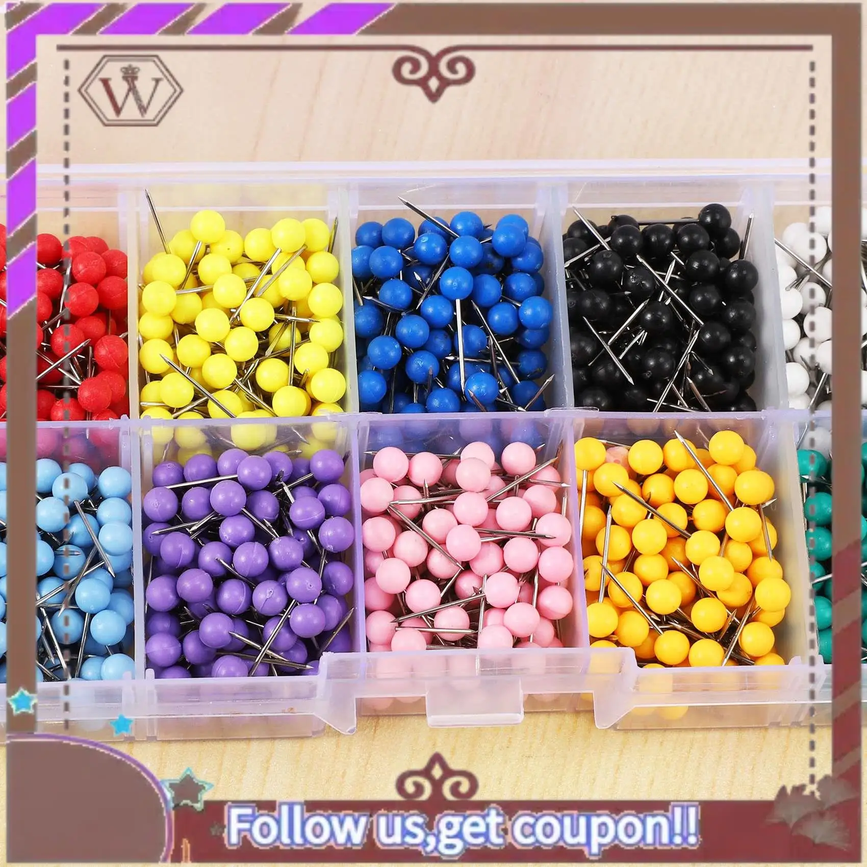 ABBG-1000 قطعة من دبابيس الضغط على الخريطة برأس بلاستيكي مع فلين نقطة فولاذية، لوحة أمان ملونة مستلزمات مكتبية ومدرسية