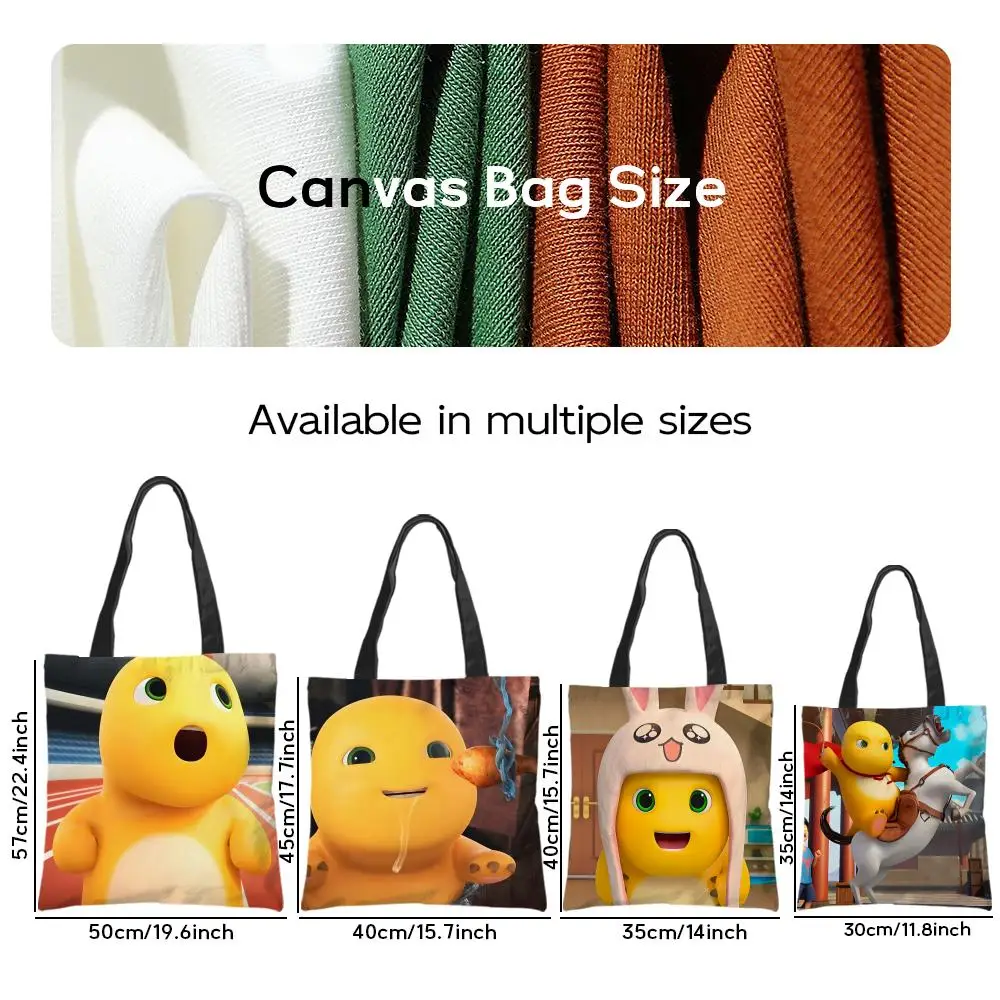Storage Bags Aesthetic Canvas School Shoulder Bag Lightweight Grocery Shopping Bag Cartoon dinosaur character N-Nailoong