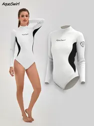 One-piece Neoprene Bikini Surfing Suit for Women 2.5mm Long Sleeve Free-ding Snorkeling Swimming Wetsuit Keep Warm Swimwear