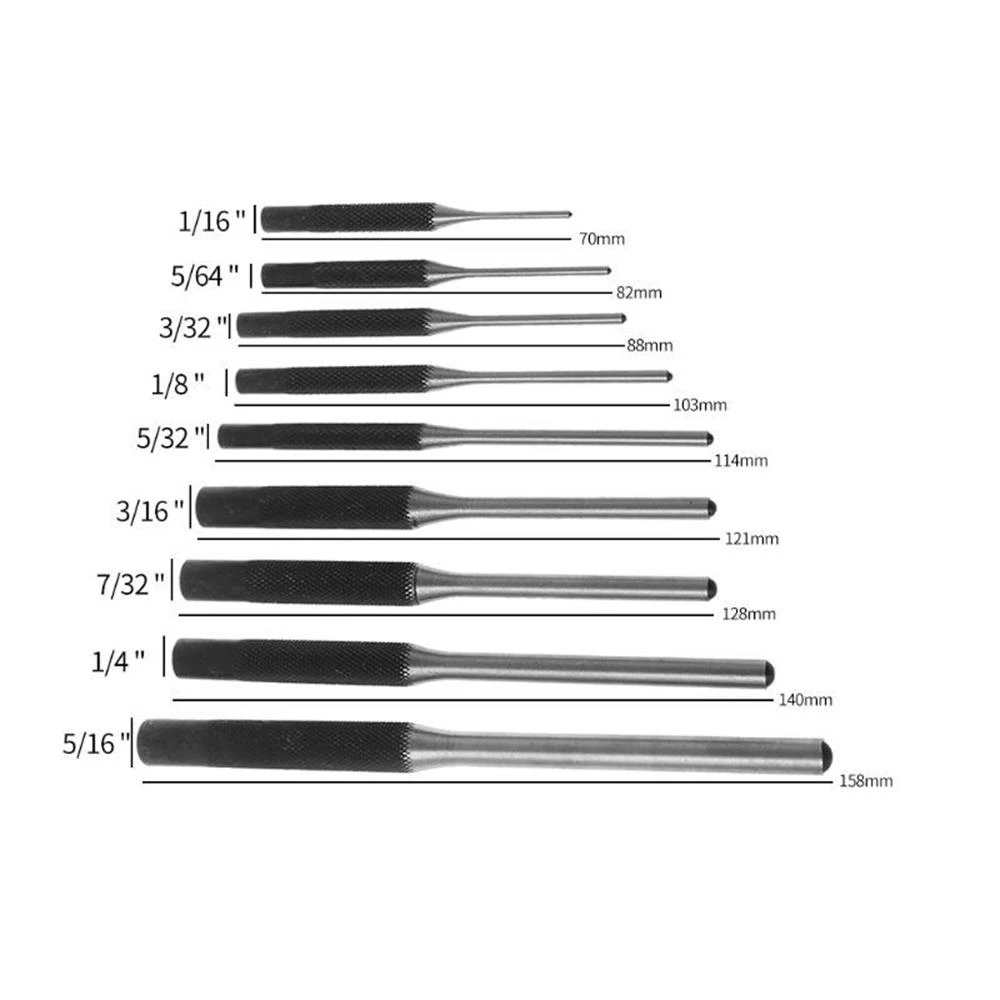 Imagem -02 - Aço Multi Size Cabeça Redonda Pinos Punch Grupo Grip Roll Pins Professional Hollow End Starter Chisel Kit Pcs