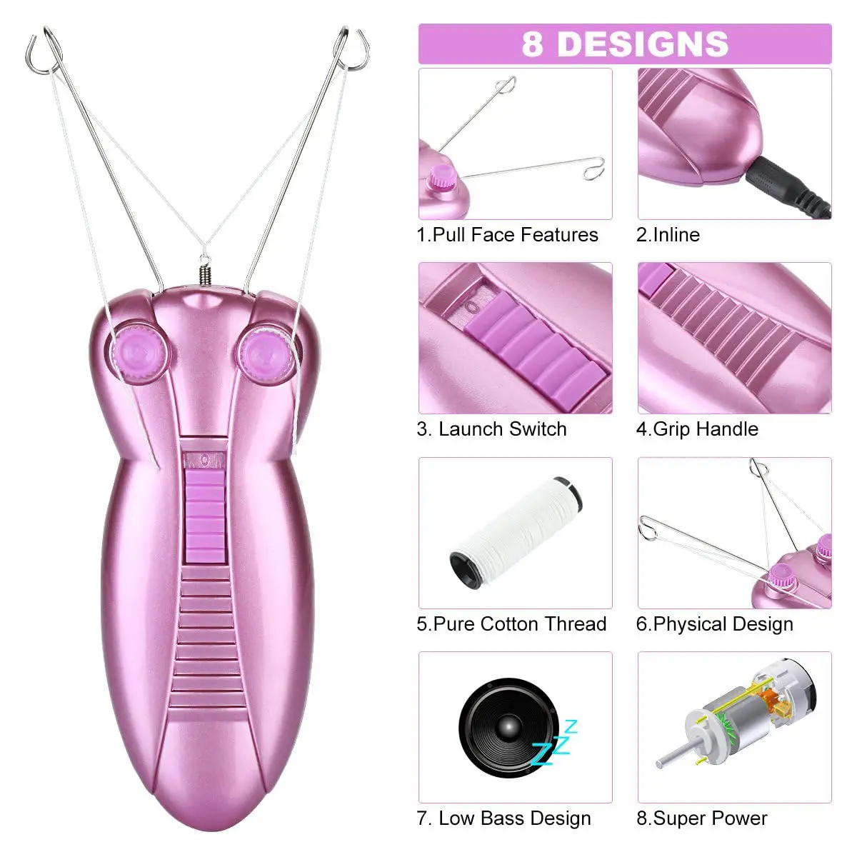 Ladies Facial Hair Remover Electric Women's  Massager Pull Faces Delicate Device Depilation-Birthday Present(Purple)