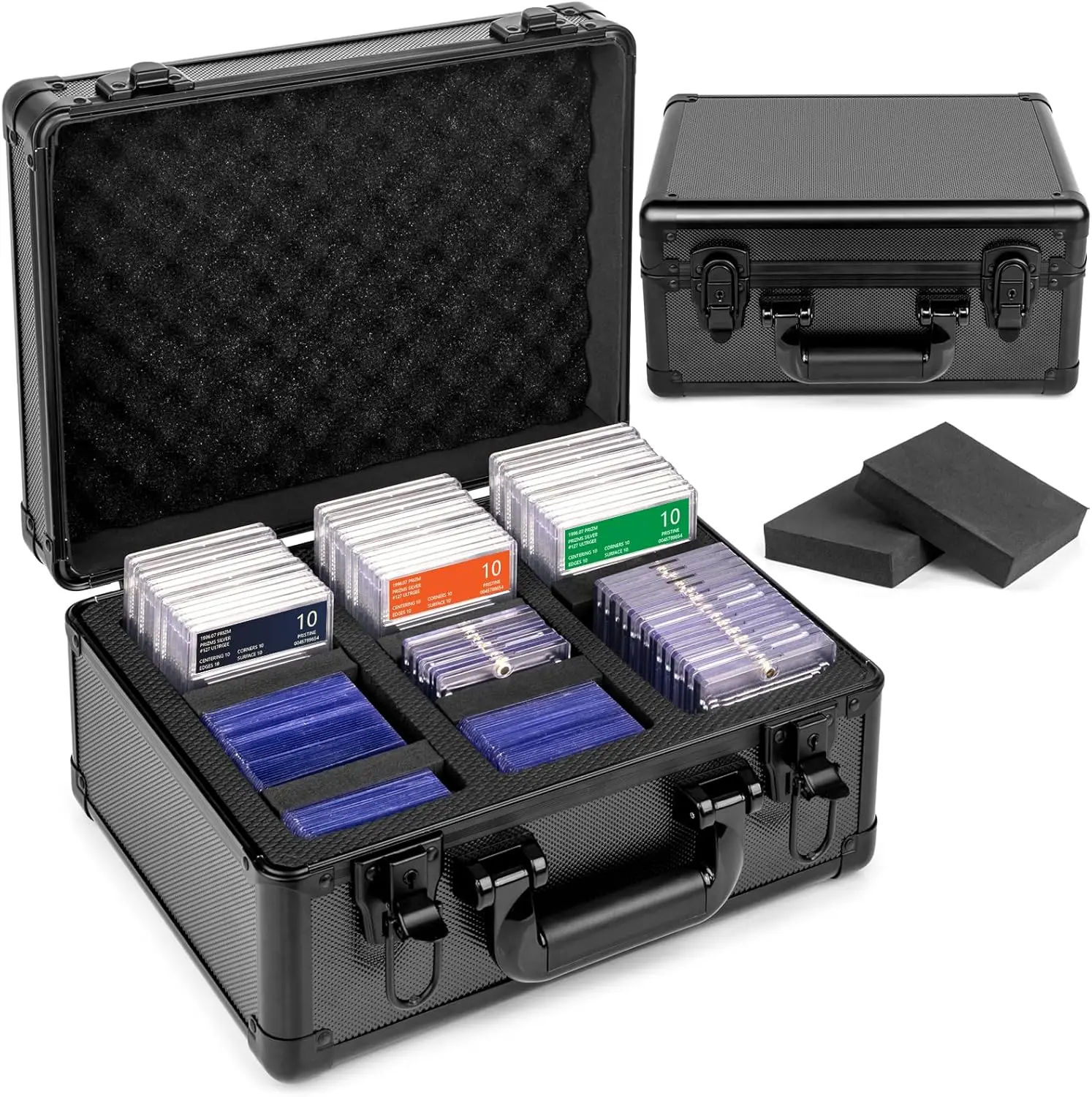 

Large Capacity Card Storage Box Holds 300+ Top Loaders and Graded Cards, Durable Protection for Sports and Trading Cards