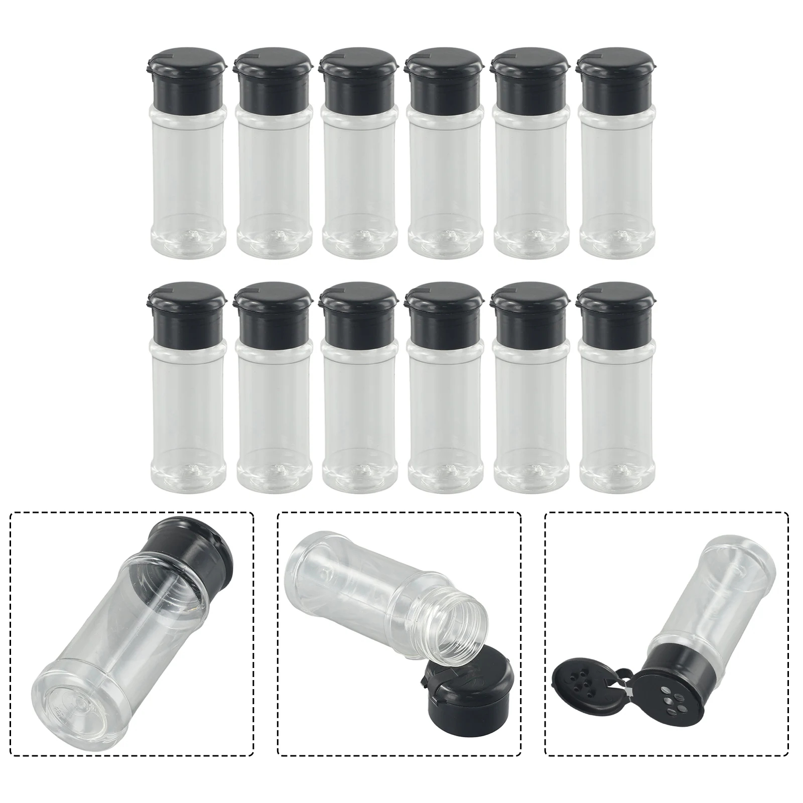 

Bottle Pepper Container Black Transparent Camping Space Saving 100ml Space Saving Spice Container High Quality