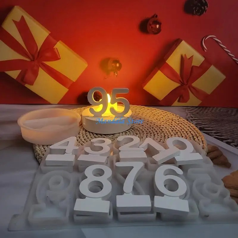 

U2JC Birthday Cake Holder Molds with Sqaure Base Molds Number Silicones Molds