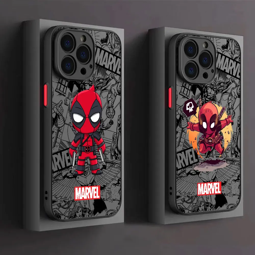 Marvel Funny Deadpool Frosted Case For Apple iPhone 13 Pro Max 11 14 Plus 12 Mini XR X XS 7 8 15 6 SE Non-Slip Funda Phone Cover