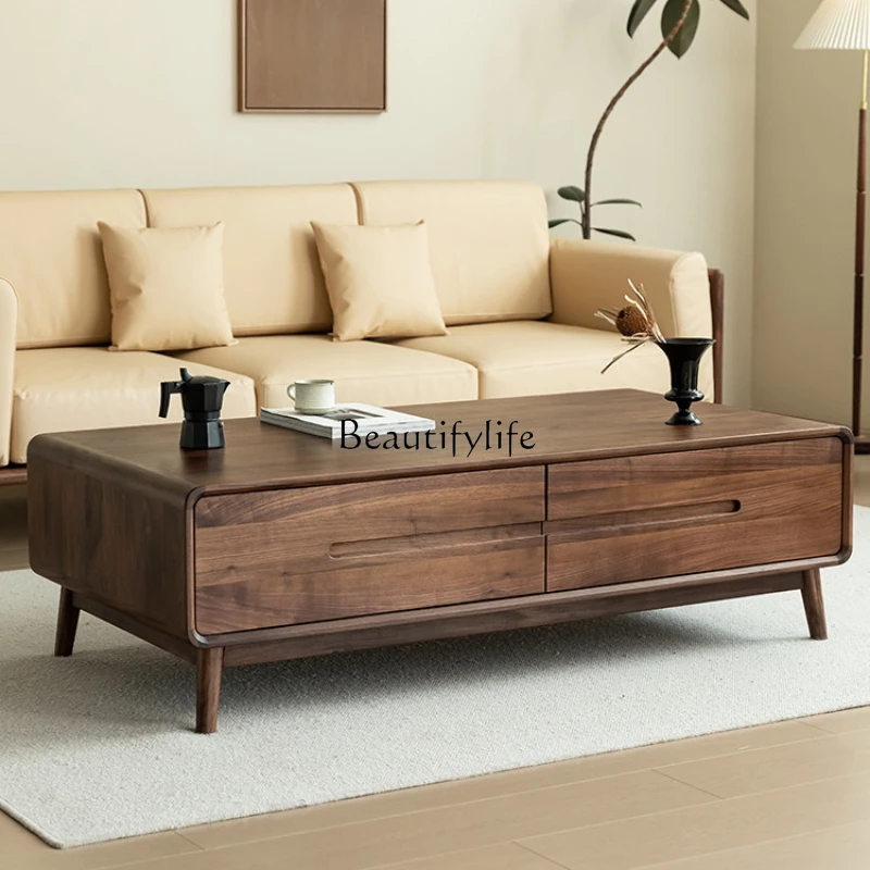 Black Walnut Solid Wood Coffee Table Living Room Log All Solid Wood Nordic Simple Modern