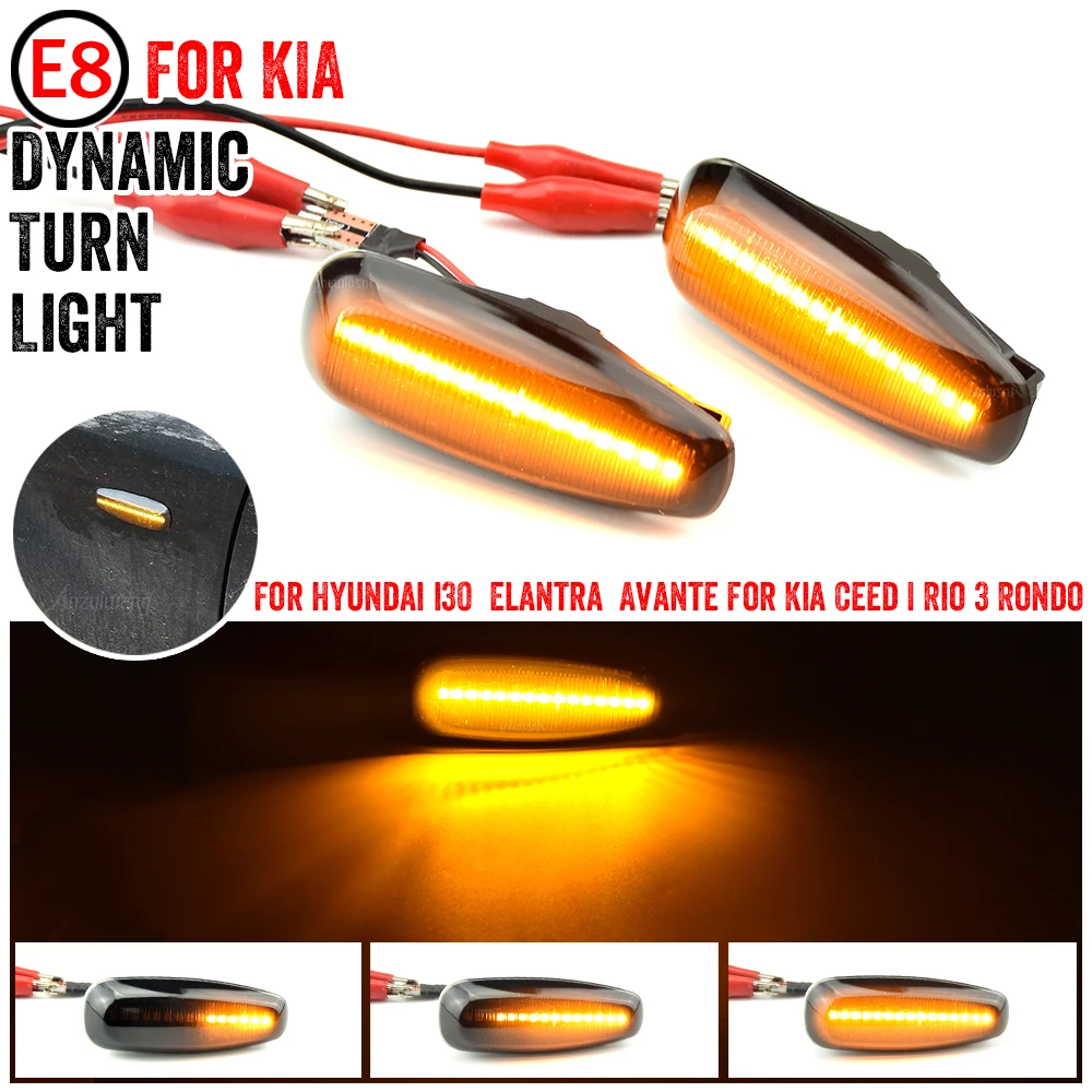 

2x Flowing Turn Signal Light Side Marker Lamp For Kia Pro Ceed Estate Rio 3 Hatchback Saloon Hyundai i30 Azera Elantra Avante