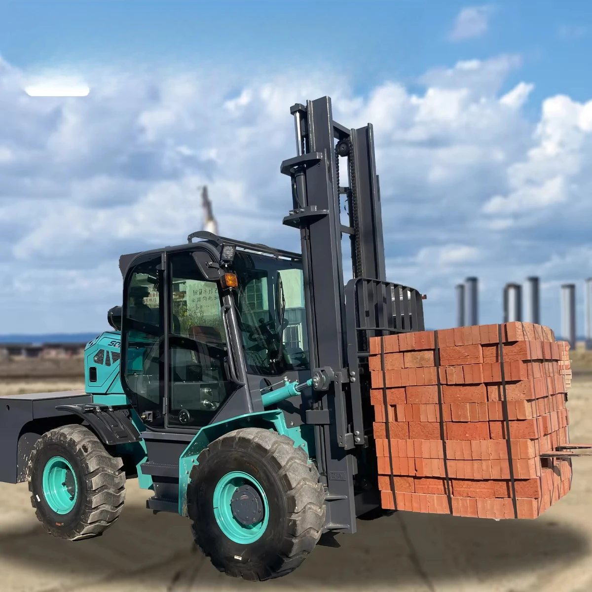 Compact 4wd Rough Terrain Forklift Trucks 3.5-6t Portable 4x4 Fork Lift with Small Turning Radius
