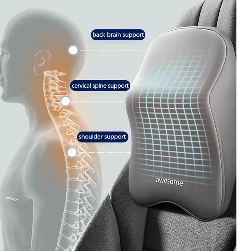 Conjunto de encosto de cabeça de espuma de memória para carro, travesseiro de pescoço, almofada de cintura lombar, suporte de cintura, assento de carro, acessórios, ferramentas