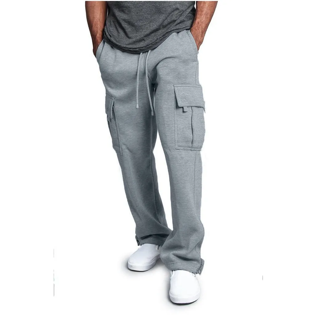 Men Overalls Casual Sports Pants Breathable Soft Winter Fitness Exercise Running Training Trousers Black White Gray Sweatpants