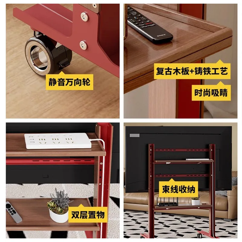 Suporte de TV universal, carrinho de mão móvel, suporte de arte giratório, rack de chão, cabide retrô simples.