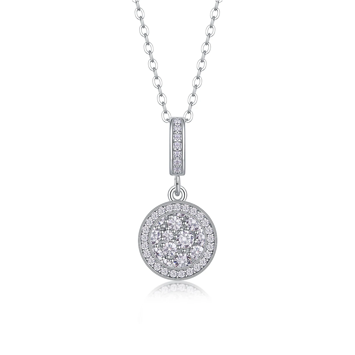 

S925 Sterling Silver Double Circle Pendant with Sparkling Stone Chain, Women's Jewelry, Mother's Day Gift, Exquisite Jewelry
