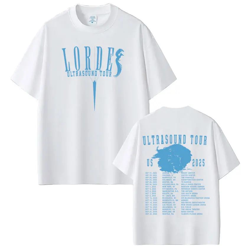 لورد الموجات فوق الصوتية جولة ميرش 2025 تي شيرت تقليدي الرجال النساء عالية الجودة الهيب هوب تي شيرت القطن عادية الجمالية العصرية تي شيرت