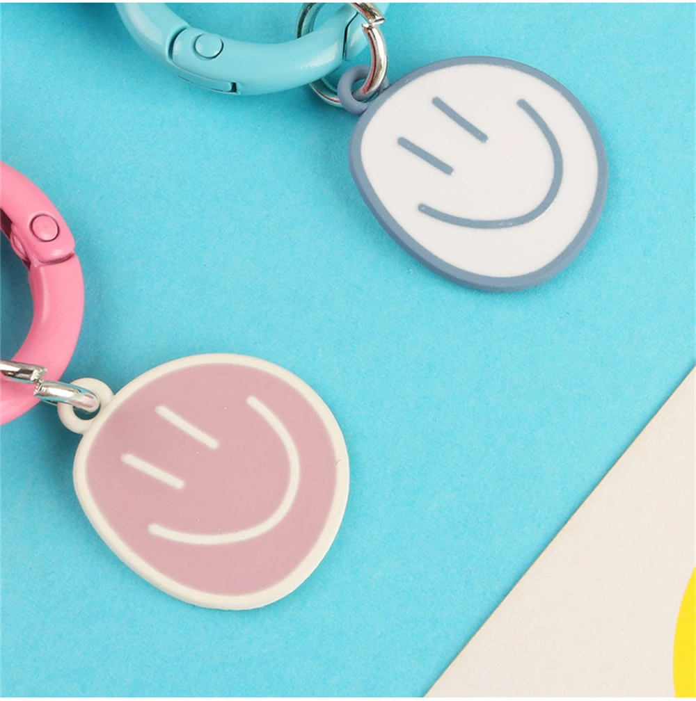 Sweet Love Heart Smile Face Keychain Candy Color Resin Key Ring for Women Girl Bag Airpods Box Car Phone Accessorie Jewelry Gift