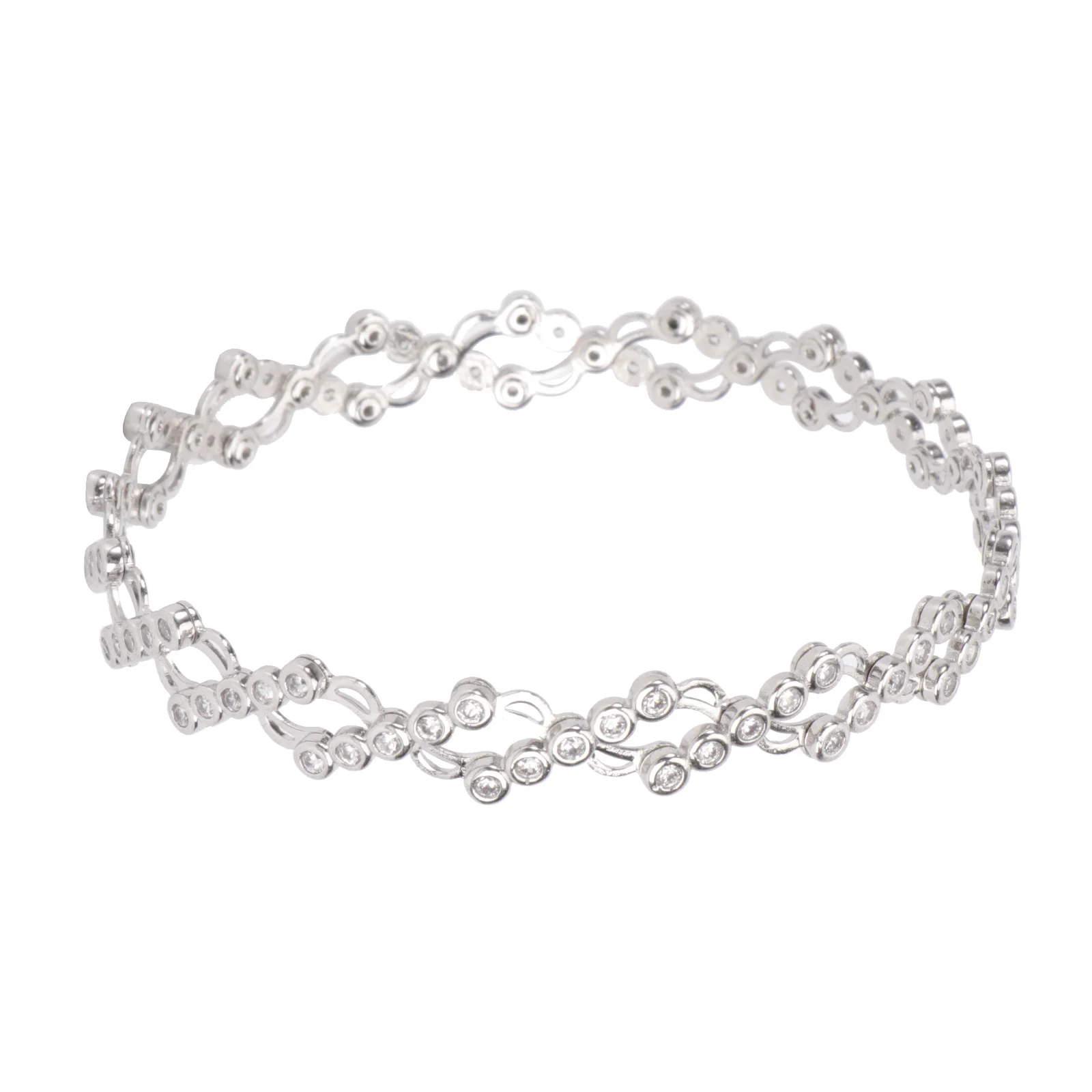 قابل للتحويل في 1 قابل للتمدد حجر الراين مطعمة خاتم فضي حجر الراين سوار خاتم للنساء مجوهرات اليد ملابس يومية للحفلات #1