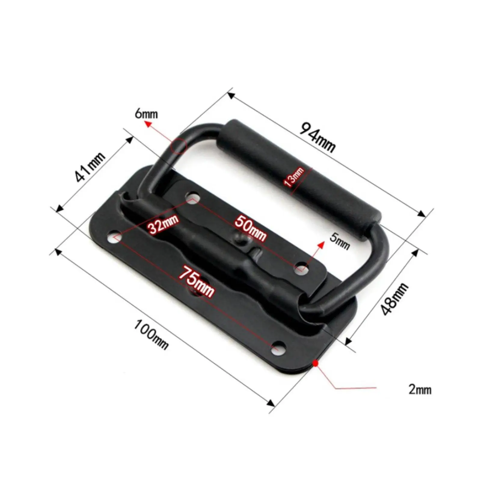 Folding Handle Heavy Duty Iron Pull Handle Spring Return Case Hardware for Storage Units Crates Equipment