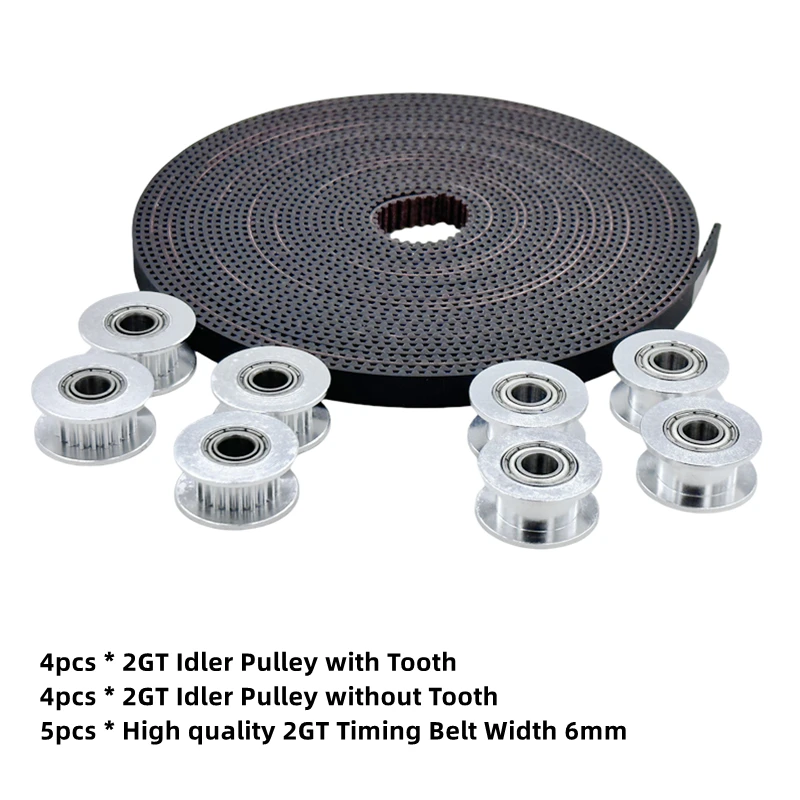 1 Set Aluminium GT2 20T Umlenkrolle mit 5M hochwertigem 2GT Zahnriemen 6mm Kit 20 Zähne Umlenkrolle Bohrung 5mm für 2GT 3D-Drucker-Teile – Detail 7