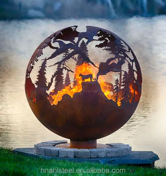 Metal Fire Ball Factory Decorative Carbon Steel Fire Globe