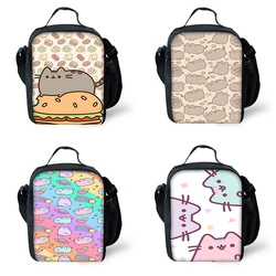 Cute Pusheens Cats Child Insulated Large Capacity Bag for Boy and Girl Student Outdoor Picnic Resuable Thermal Cooler Lunch Box