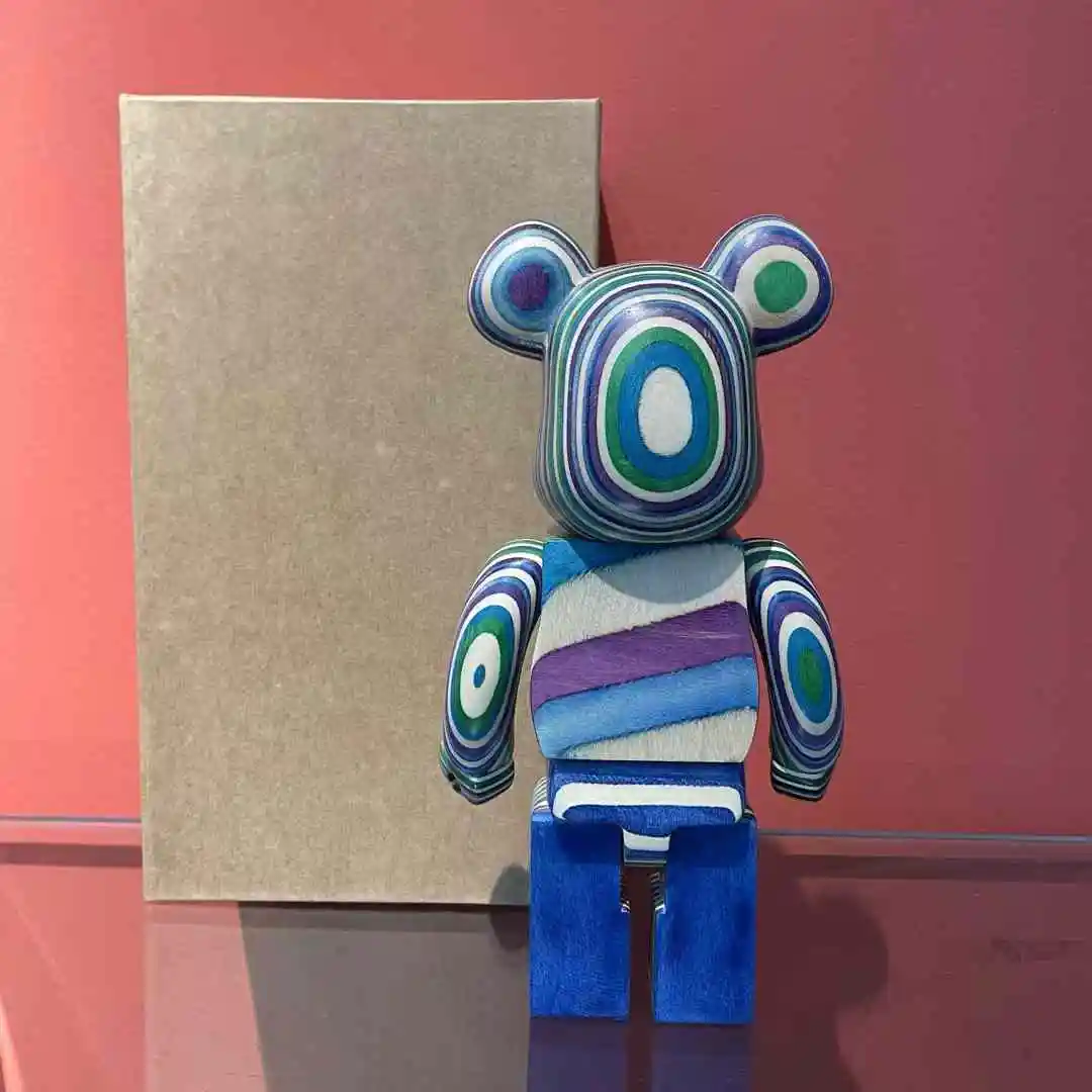 Bearbrick 400% Three Generations Of Rainbow Wood Haroshi BE@RBRICK Rainbow Bear 11 Inches High Handmade Gift Figure