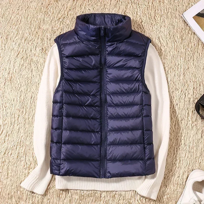 New Women Sleeveless Women's Ultra Light Down Vests Slim Jacket Girl Gilet Plus Lightweight Windproof Warm Waistcoat Portable