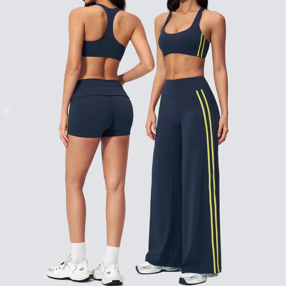 Yoga Suit 2pcs Women Sports Suit  High Waist Capri Pants Athletic Wear Fitness Tracksuit Workout Outfits Sportswear Fitness Set