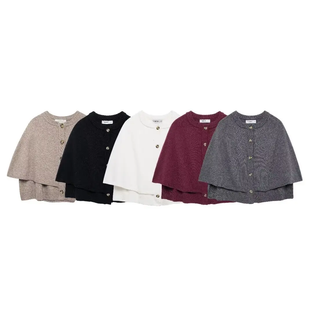 

BWQ Knit Cape Cardigan for Women Shawl Winter Coats woman Cropped Coat Ponchos for Women Fashion Outerwear Cloaks of Woman