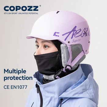 COPOZZ Certificated Ski Helmet Husband Integrally-Molded Snowboard Helmet with Magnetic Bukcle Motorcycle Snow Men Women Adult
