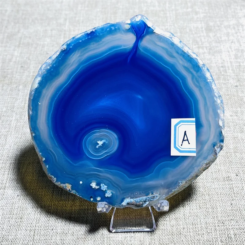 

Natural Blue Transparent Agate Tablet Coaster Home Decor Crystal Healing Reiki Gift