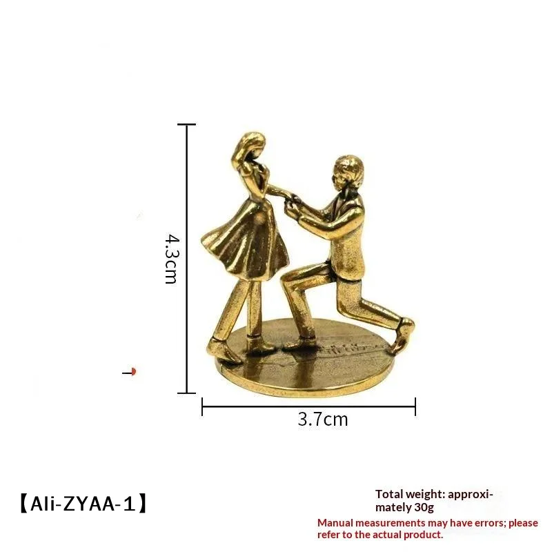 【A】Vintage Zinc Alloy Proposal Couple Figurine Handcrafted Design For Anniversary Gift Wedding Home Tabletop Decor