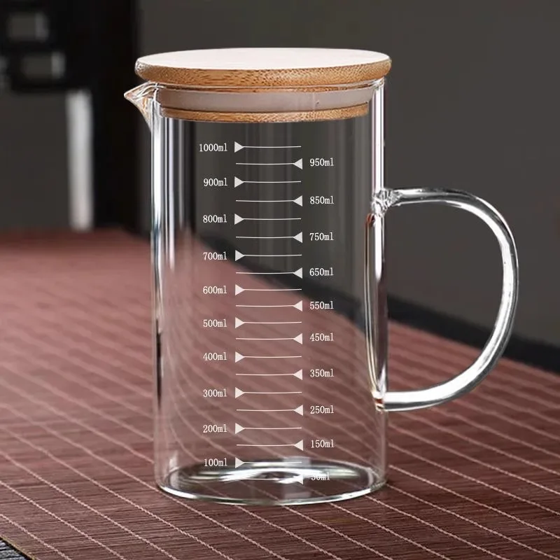 

Thiened High Borosilie Стеклянная чашка для воды Большая емкость для использования на кухне Микроволновая печь Сидящий мерный кувшин Термостойкий