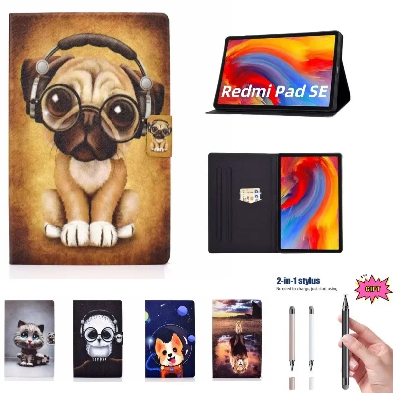 

For Redmi Tab Case 11 Inch 2023 Flip Stand Smart Cover for Xiaomi Redmi Pad SE Tablet Case Kids Auto Sleep/Wake