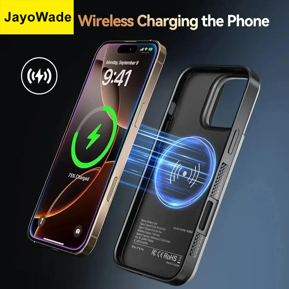 

Чехол-зарядное устройство емкостью 5000 мАч для IPhone 16 Plus 16 Pro Max, портативный аккумулятор, зарядная крышка, аккумулятор для IPhone 16 Pro Max