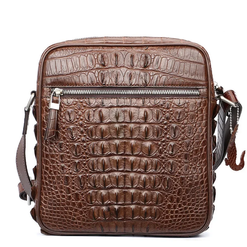 2024 New alligator Genuine Leather Men Crossbody Bag real crocodile skin Casual Business  Men's Messenger Shoulder Handbags Bags