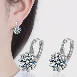 Moissanite D Color VVS1 Total 2ct S925 Silver Drop Earring 18K Gold Plated Diamond Test Passed Jewelry Woman Girl Gift