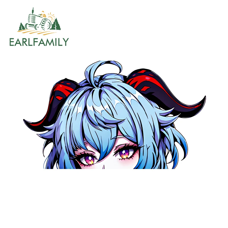 EARLFAMILY 13cm Genshin Impact Ganyu Fanart Peek Stickers Cow Bikini NSFW tette tatuaggi accessori per auto decalcomanie di personalità