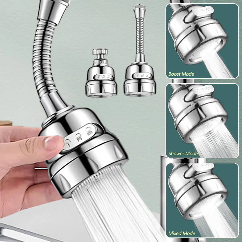 Faucet Extender 360 Degree Rotary Kitchen Sink Faucet Bubbler Water-Saving Device Adapter Soft Water Nozzle Bathroom Accessories