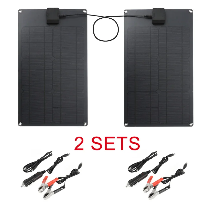 Novo 18v 50w painel solar portátil usb + tipo c porta dupla carregador de bateria placa de célula solar carregador de carro para o telefone suporte carga rápida